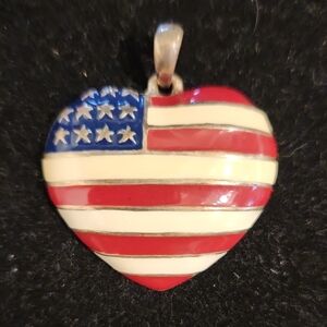 Fashion Jewelry American Flag Heart Necklace